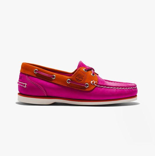 Timberland Classic Boat 2-Eye Womens Wide Nubuck Boat Shoes Bright Pink