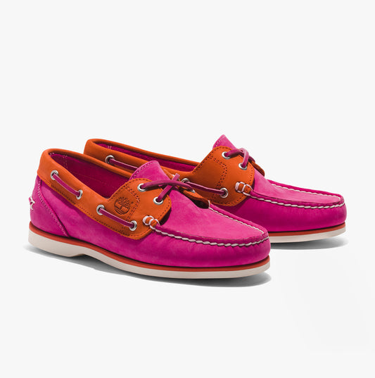 Timberland Classic Boat 2-Eye Womens Wide Nubuck Boat Shoes Bright Pink