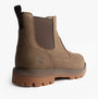 Timberland BRITTON ROAD MID Mens Chelsea Boots Brown Nubuck back view showcasing nubuck material and rubber sole.