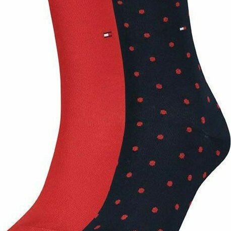 Tommy Hilfiger DOT 2 Pack Womens Crew Socks Red/Navy