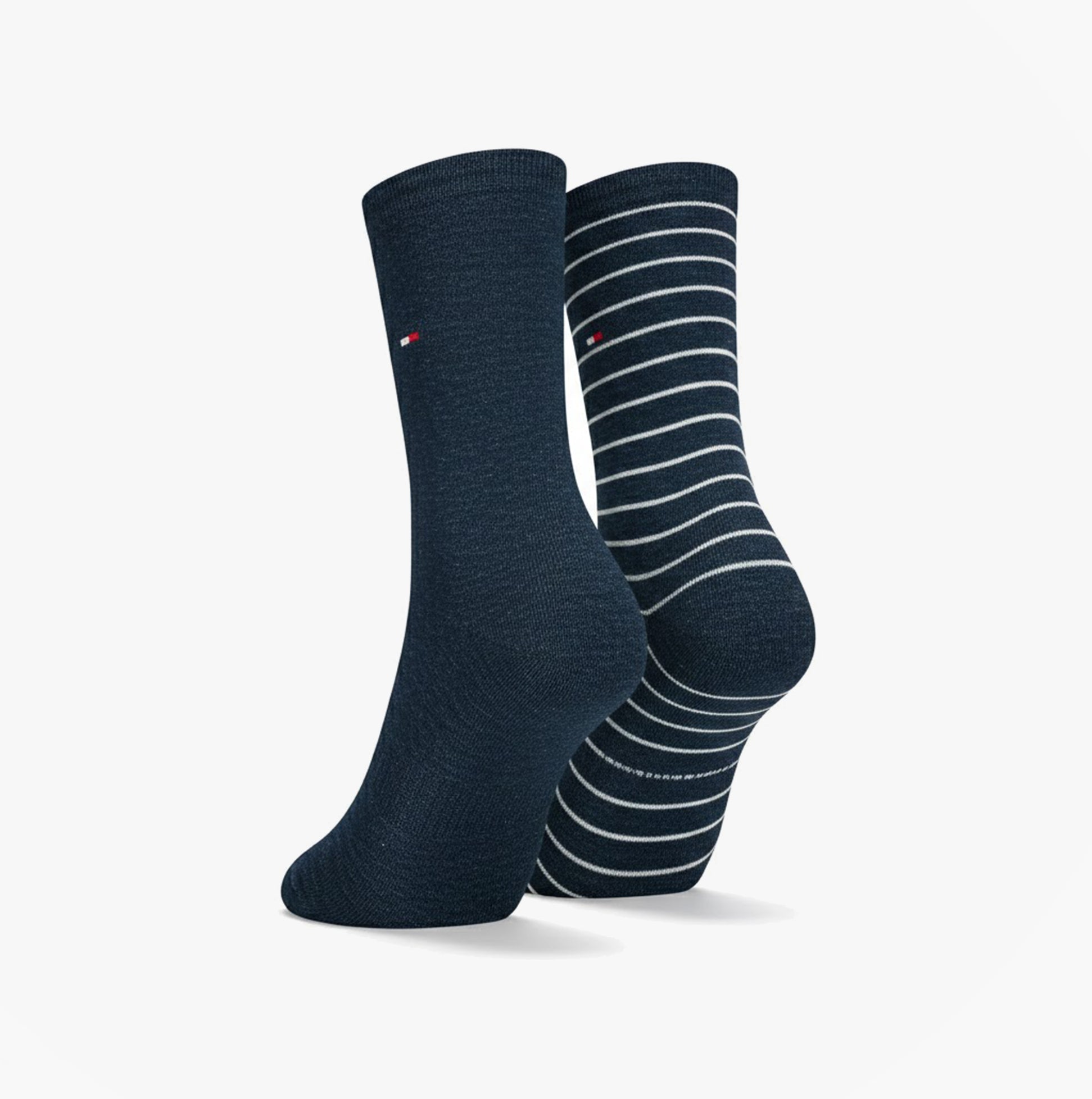 Tommy Hilfiger 2 Pack Womens Crew Stripe Socks Navy