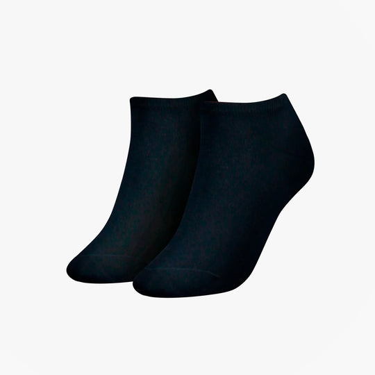 Tommy Hilfiger 2 Pack Womens Trainer Socks Navy side view showing two pairs of dark navy trainer socks