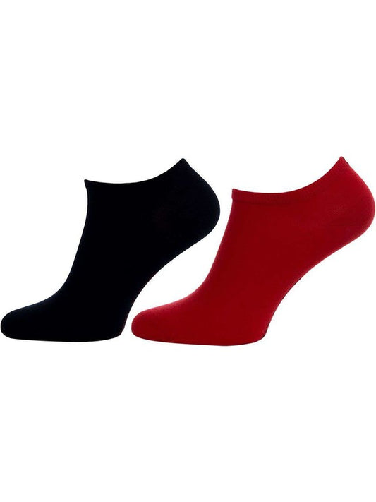 Tommy Hilfiger 2 Pack Womens Trainer Socks Red/Navy