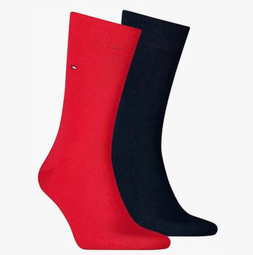 Tommy Hilfiger 2 Pack Mens Crew Classic Socks Red/Navy
