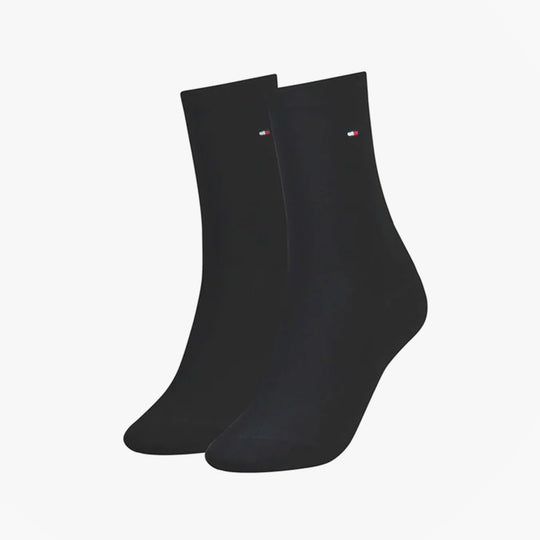 Tommy Hilfiger 2 Pack Womens Crew Socks Black