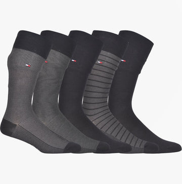 Tommy Hilfiger 5 Pack Giftboxed Classic Mens Crew Socks Black