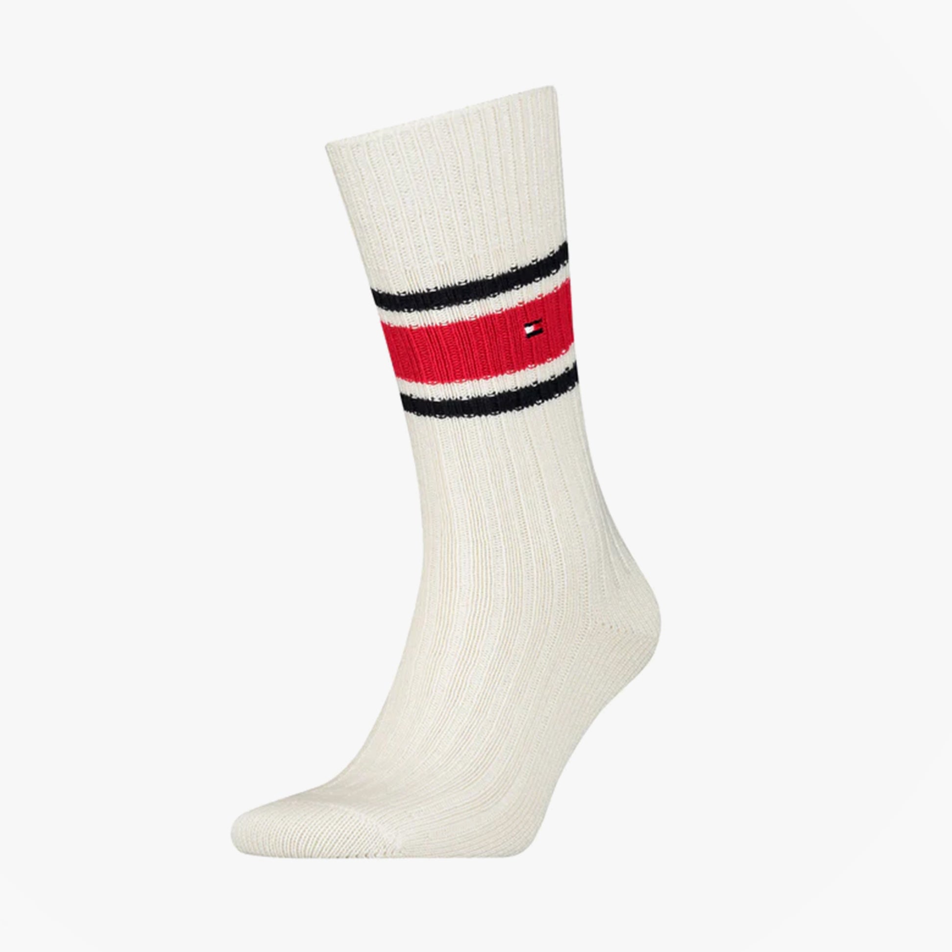 Tommy Hilfiger Ribbed Wool Mens Premium Trainer Socks White