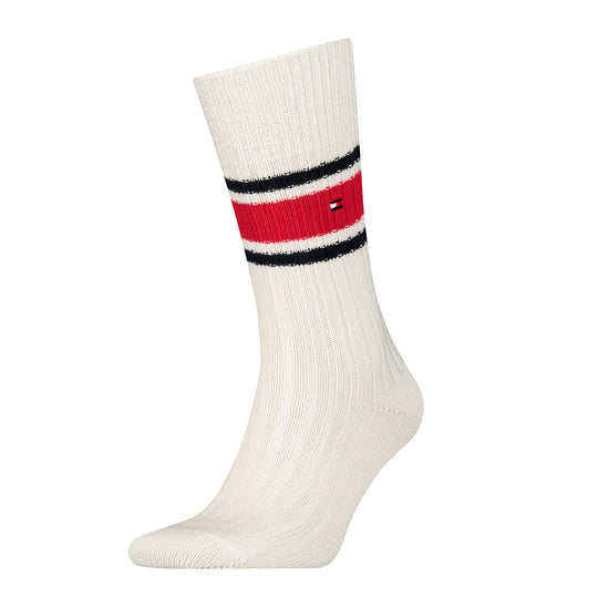 Tommy Hilfiger Ribbed Wool Mens Premium Trainer Socks White