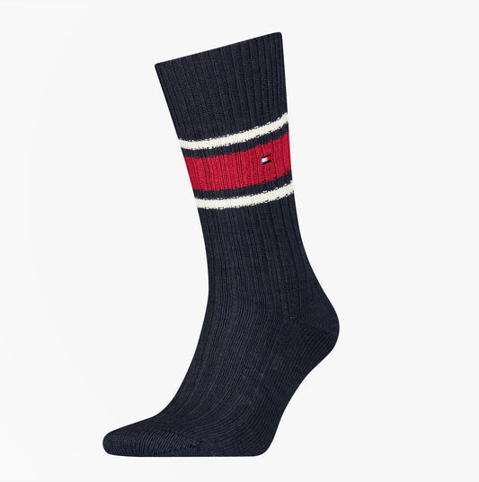 Tommy Hilfiger Ribbed Wool Mens Premium Trainer Socks Navy