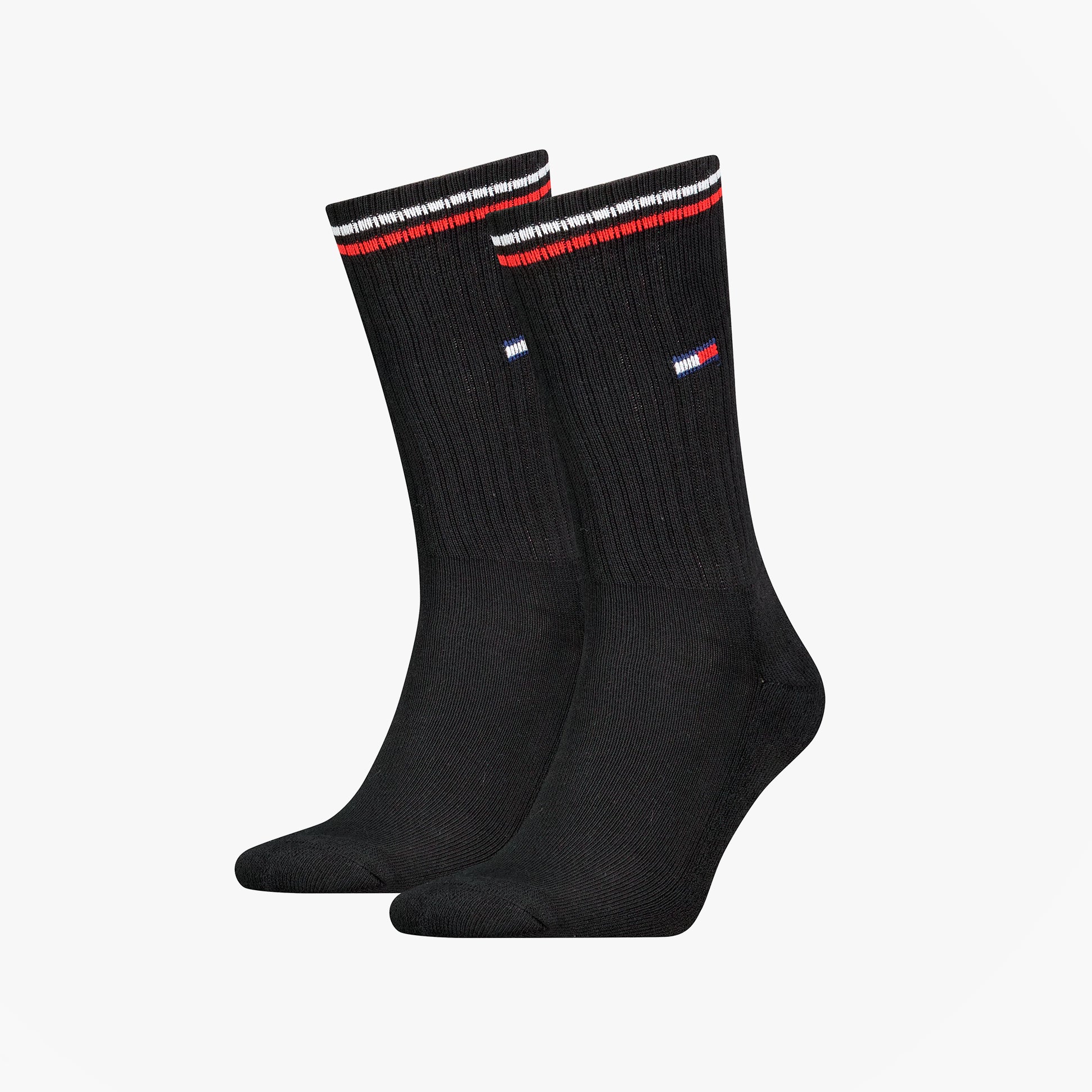 Tommy Hilfiger 2 Pack Trainer Mens Crew Socks Black