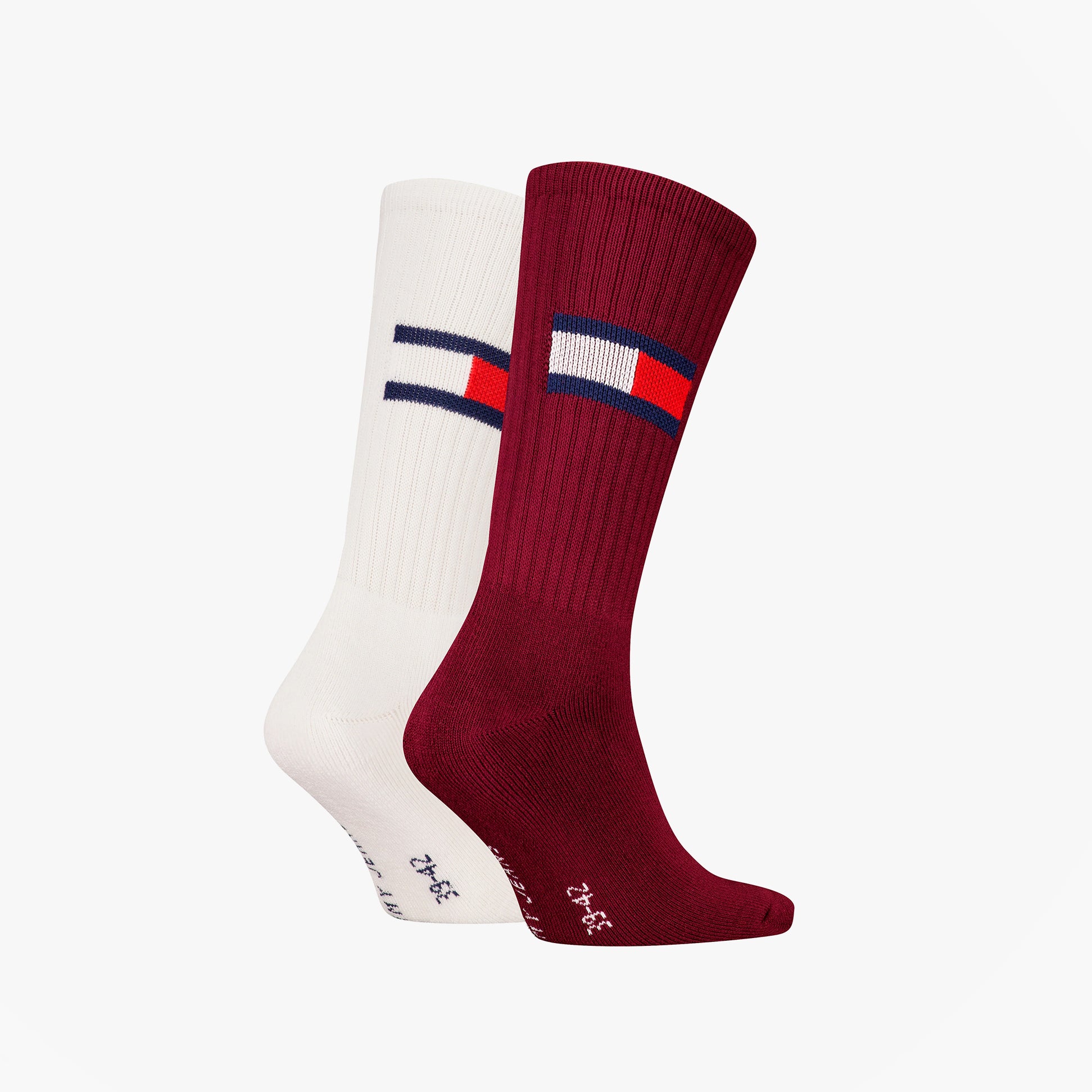 Tommy Hilfiger 2 Pack Trainer Flag Mens Crew Socks Burgundy