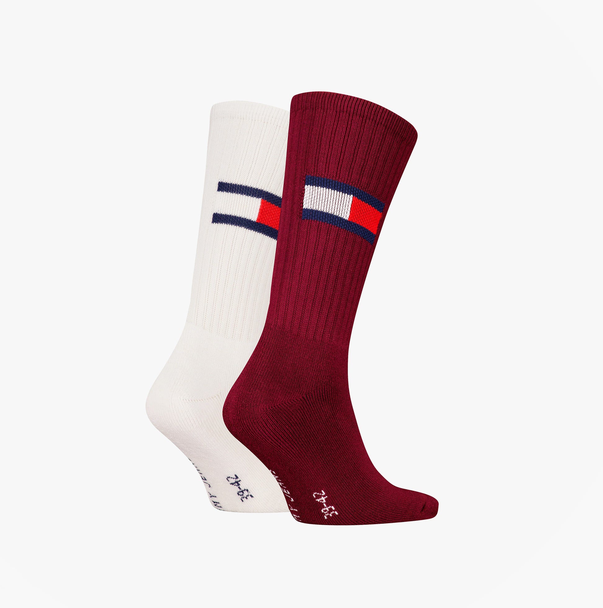 Tommy Hilfiger 2 Pack Trainer Flag Mens Crew Socks Burgundy