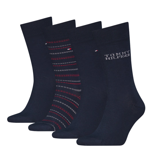 Tommy Hilfiger 4 Pack Giftboxed Classic Mens Crew Socks Navy