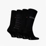 Tommy Hilfiger 4 Pack Giftboxed Classic Mens Crew Socks Black side view showing different styles and patterns.