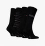 Tommy Hilfiger 4 Pack Giftboxed Classic Mens Crew Socks Black side view showcasing four pairs with different designs.