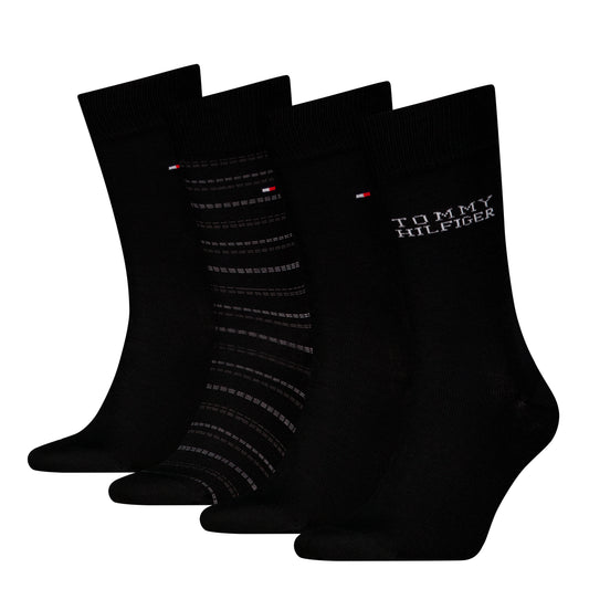 Tommy Hilfiger 4 Pack Giftboxed Classic Mens Crew Socks Black