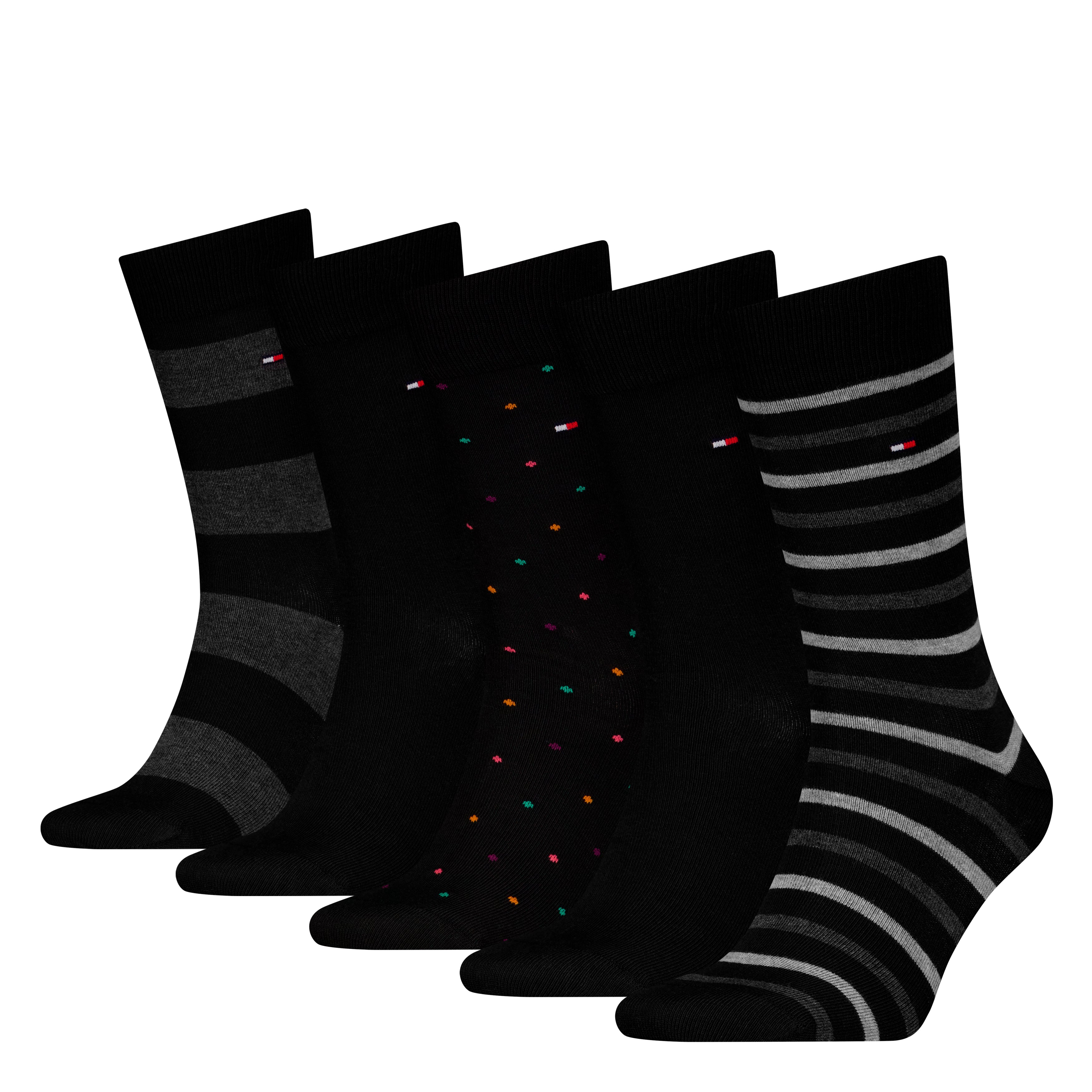 Tommy Hilfiger 5 Pack Giftboxed Classic Mens Crew Socks Black
