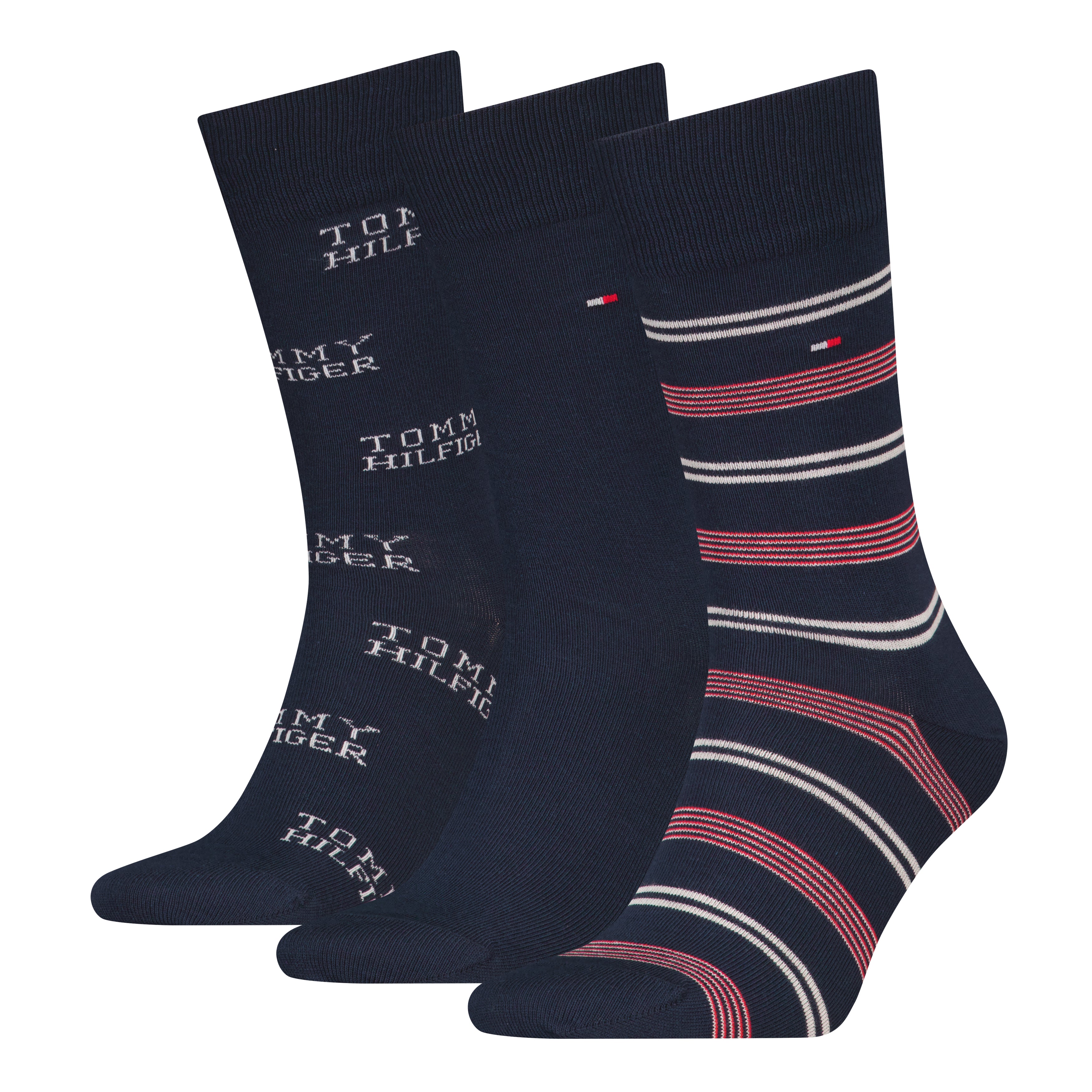 Tommy Hilfiger 3 Pack Giftboxed Classic Mens Crew Socks Navy