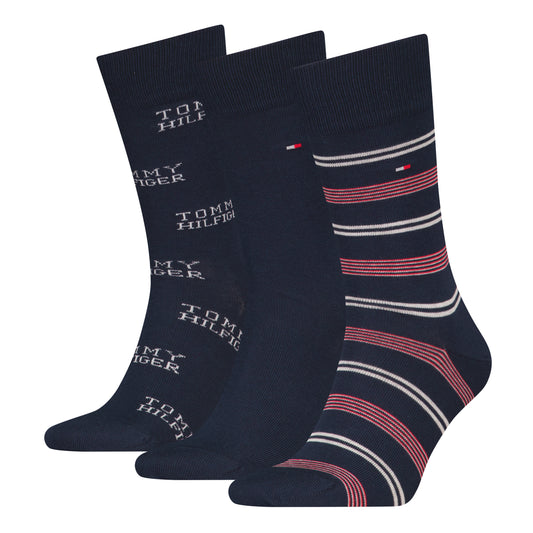 Tommy Hilfiger 3 Pack Giftboxed Classic Mens Crew Socks Navy