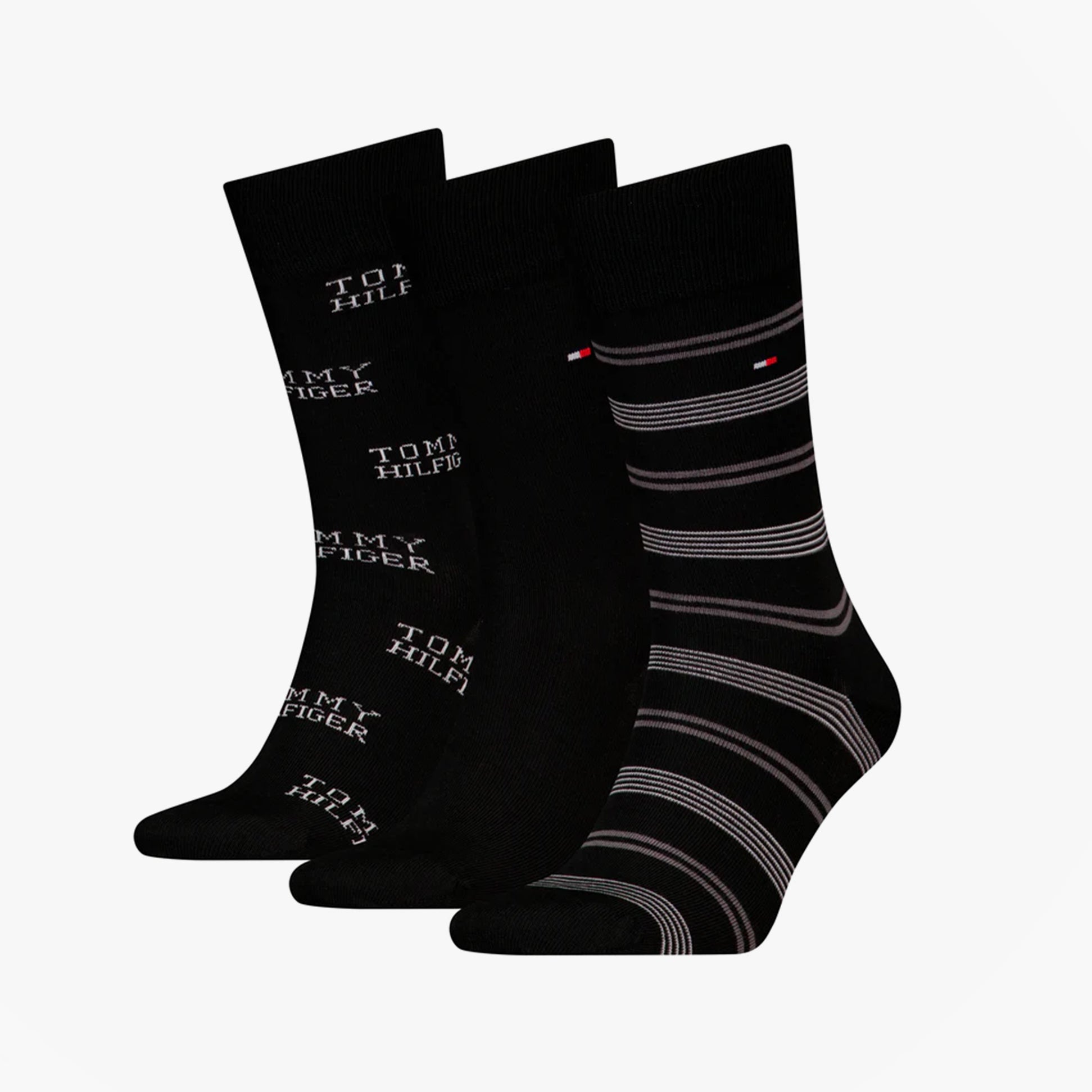 Tommy Hilfiger 3 Pack Giftboxed Classic Mens Crew Socks Black