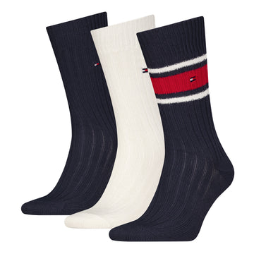 Tommy Hilfiger 3 Pack Giftboxed Classic Mens Crew Socks Navy