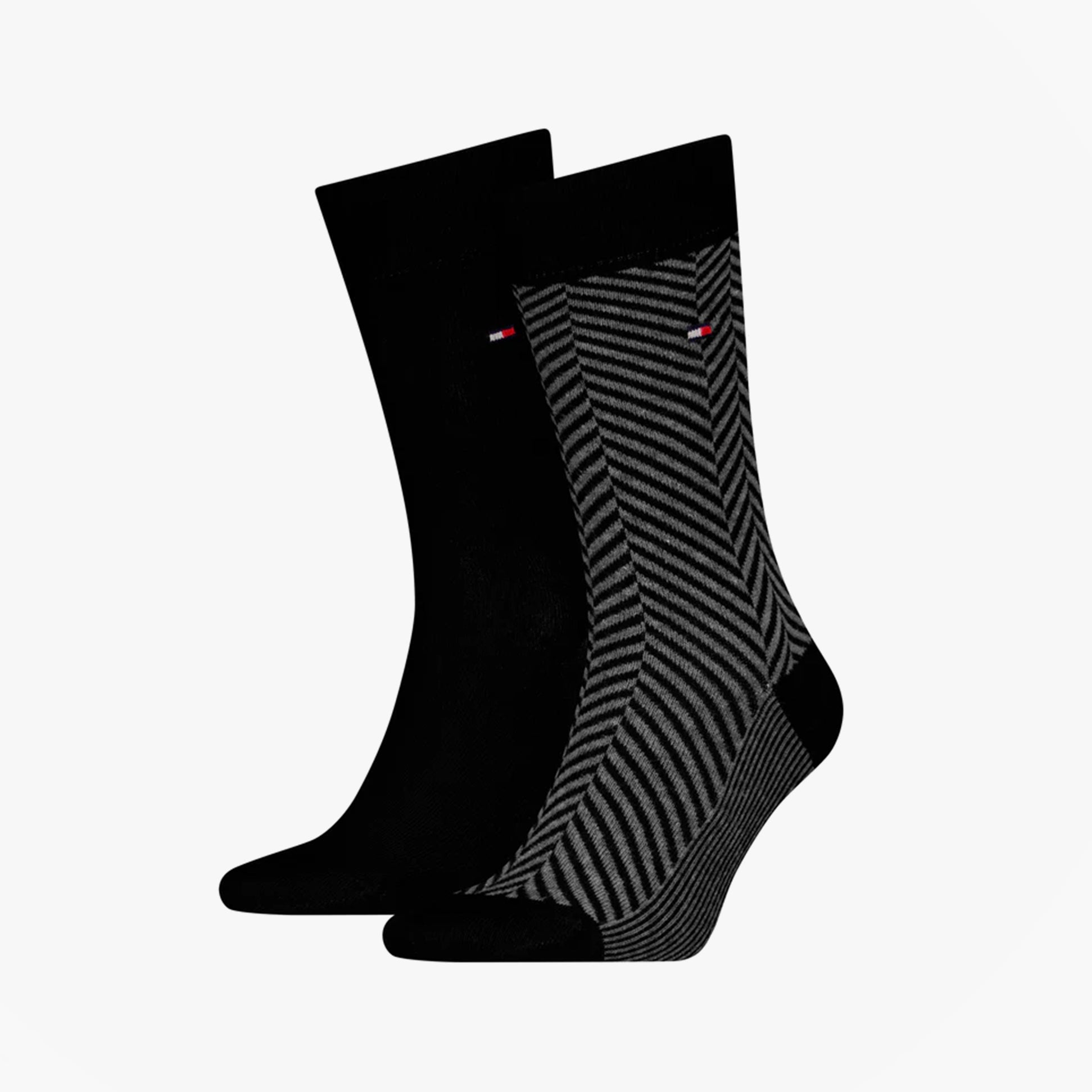 Tommy Hilfiger 2 Pack Classic Mens Crew Socks Black/Grey