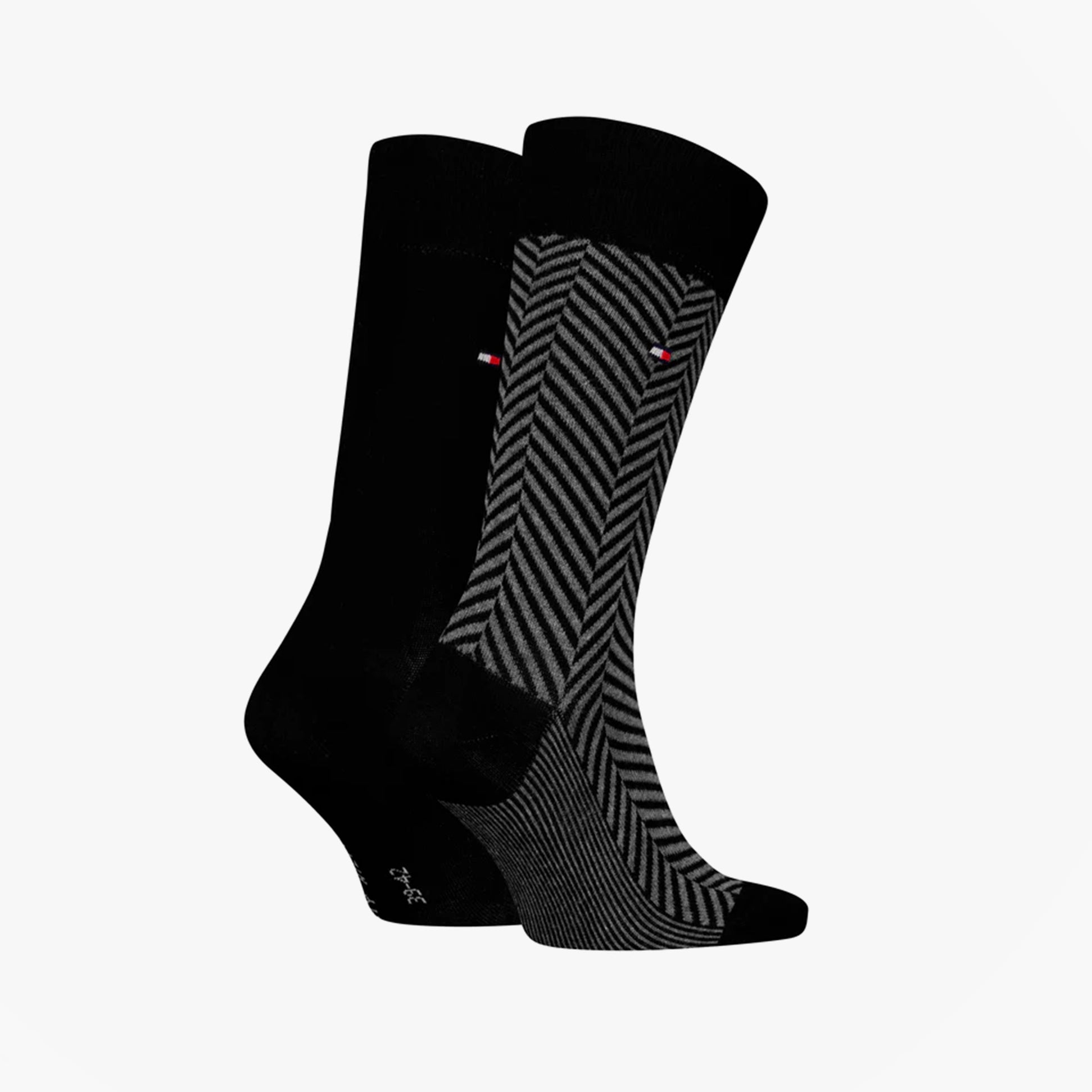 Tommy Hilfiger 2 Pack Classic Mens Crew Socks Black/Grey