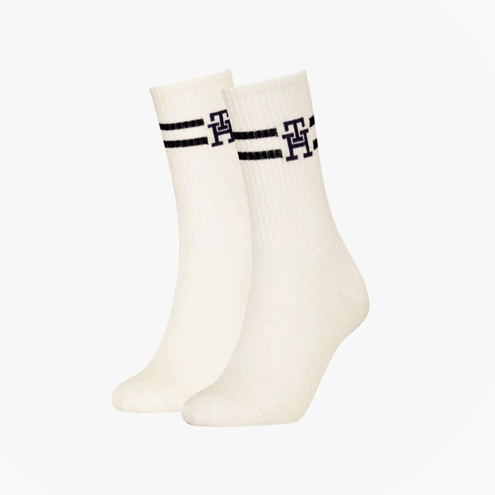 Tommy Hilfiger 2 Pack Trainer Womens Crew Socks White