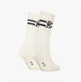 Tommy Hilfiger 2 Pack Trainer Womens Crew Socks White side view showing logo detail and stripe design.