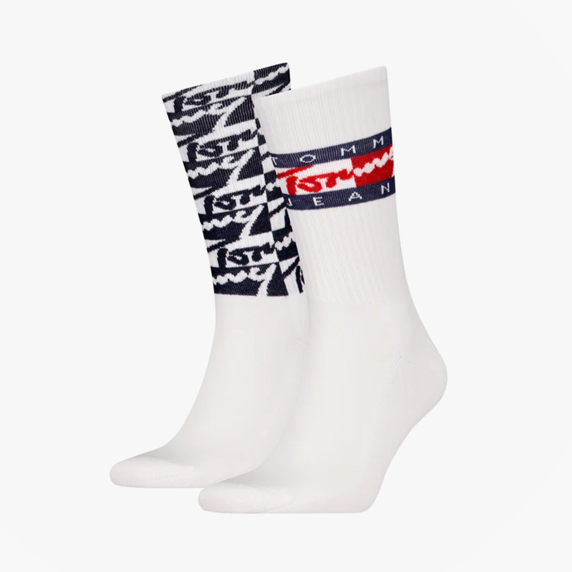 Tommy Hilfiger 2 Pack Trainer Graffiti Mens Crew Socks White