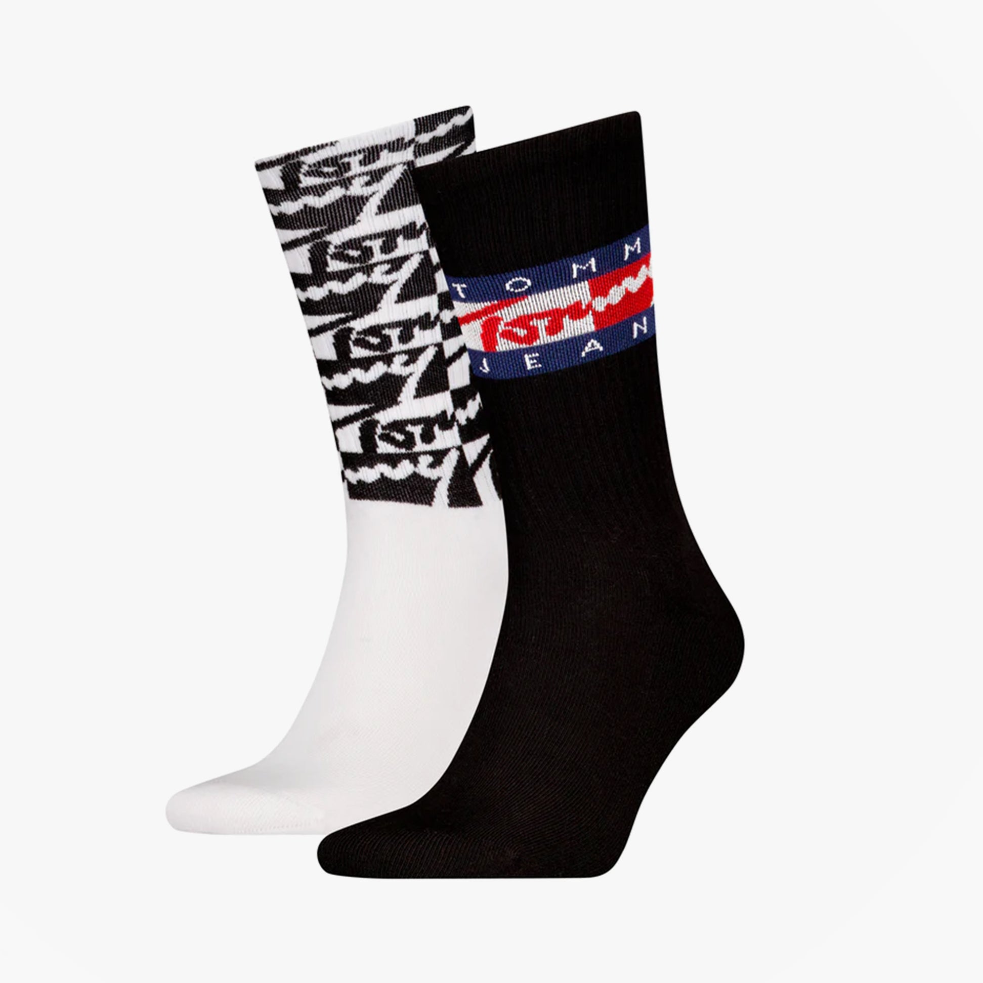 Tommy Hilfiger 2 Pack Trainer Graffiti Mens Crew Socks Black