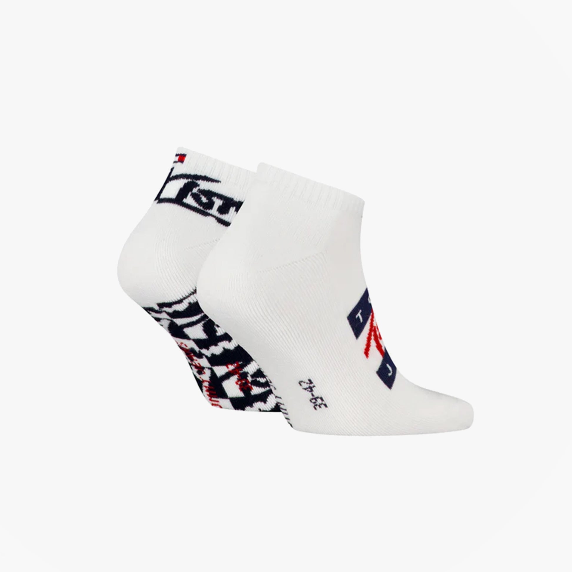 Tommy Hilfiger 2 Pack Trainer Graffiti Mens Ankle Socks White