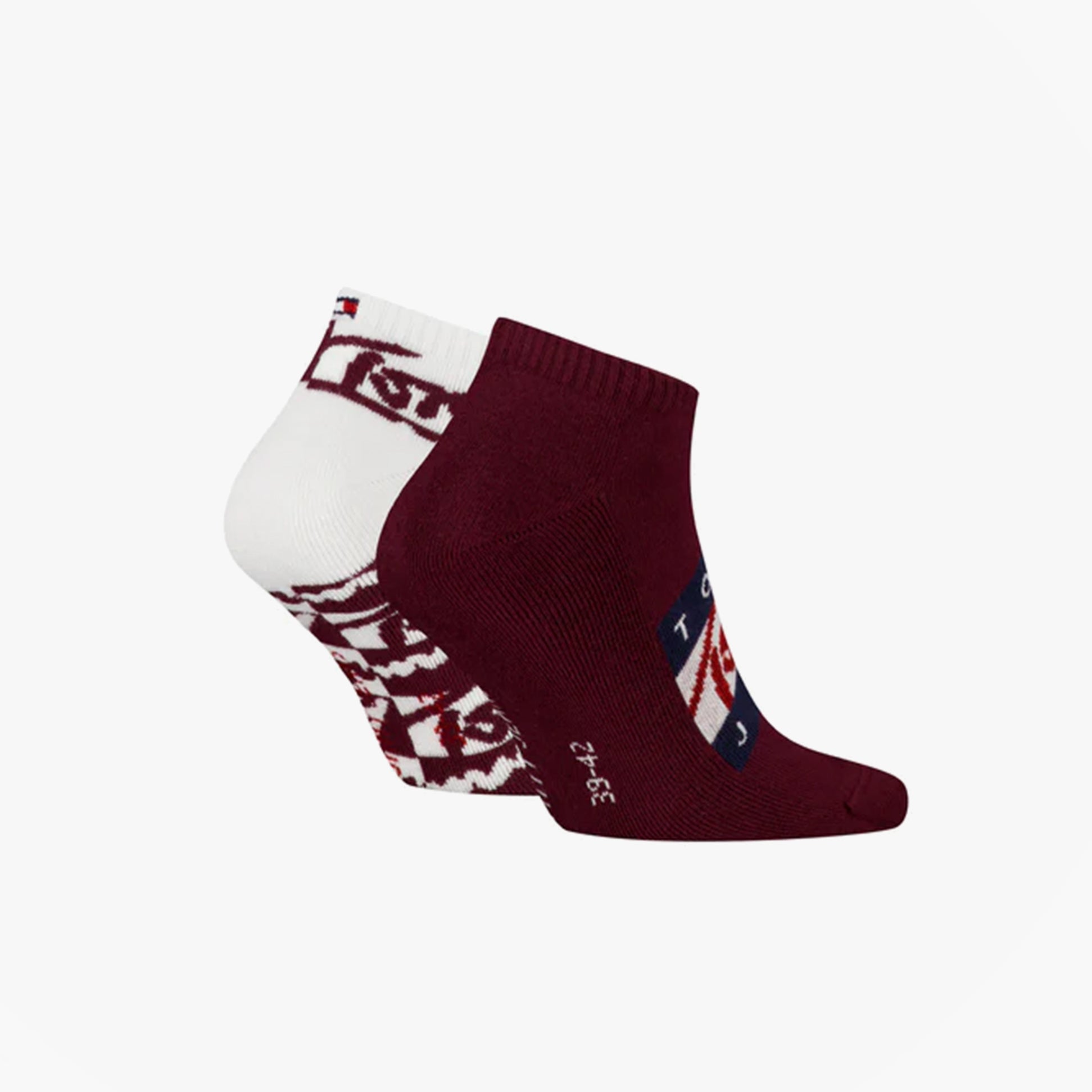 Tommy Hilfiger 2 Pack Trainer Graffiti Mens Ankle Socks Red