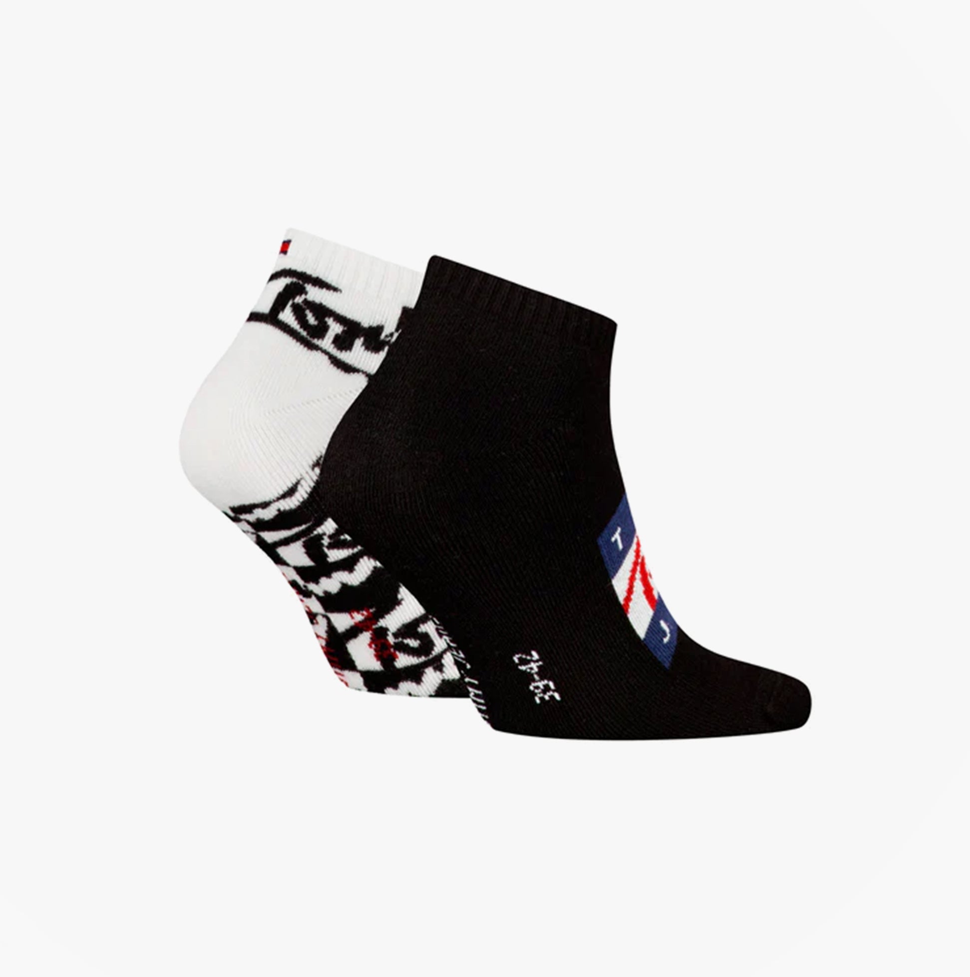 Tommy Hilfiger 2 Pack Trainer Graffiti Mens Ankle Socks Black