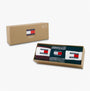 Tommy Hilfiger 3 Pack Trainer Stripe Mens Crew Socks Multi in gift box, showing three pairs of socks with brand logo.