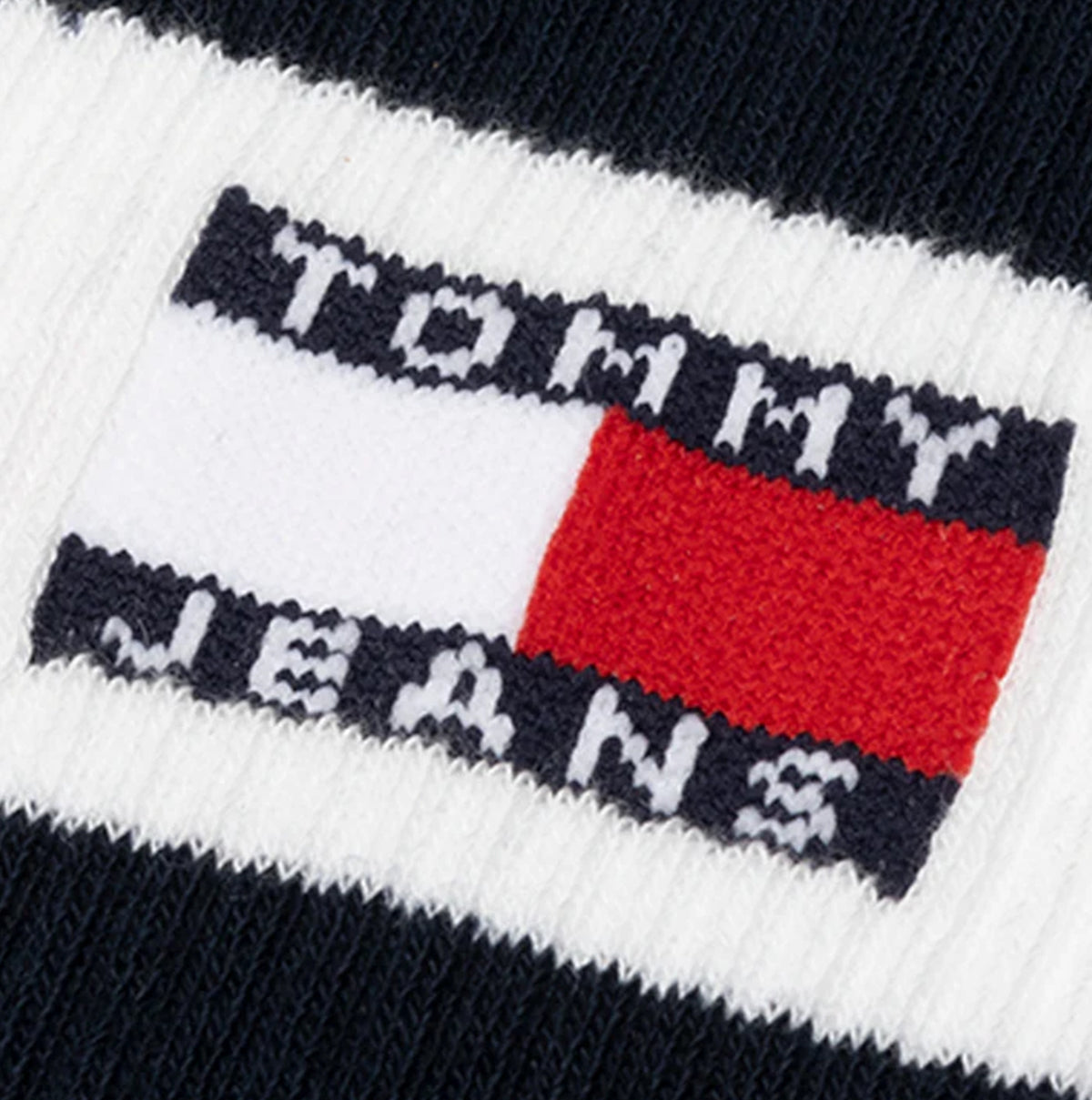 Tommy Hilfiger 3 Pack Trainer Stripe Mens Crew Socks Multi detail view of logo on sock