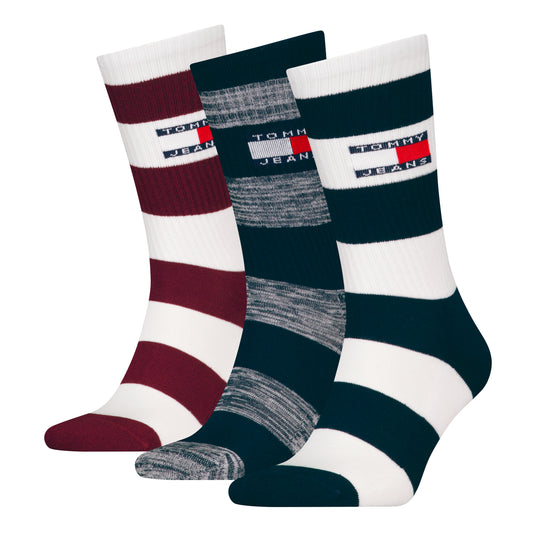 Tommy Hilfiger 3 Pack Trainer Stripe Mens Crew Socks Multi