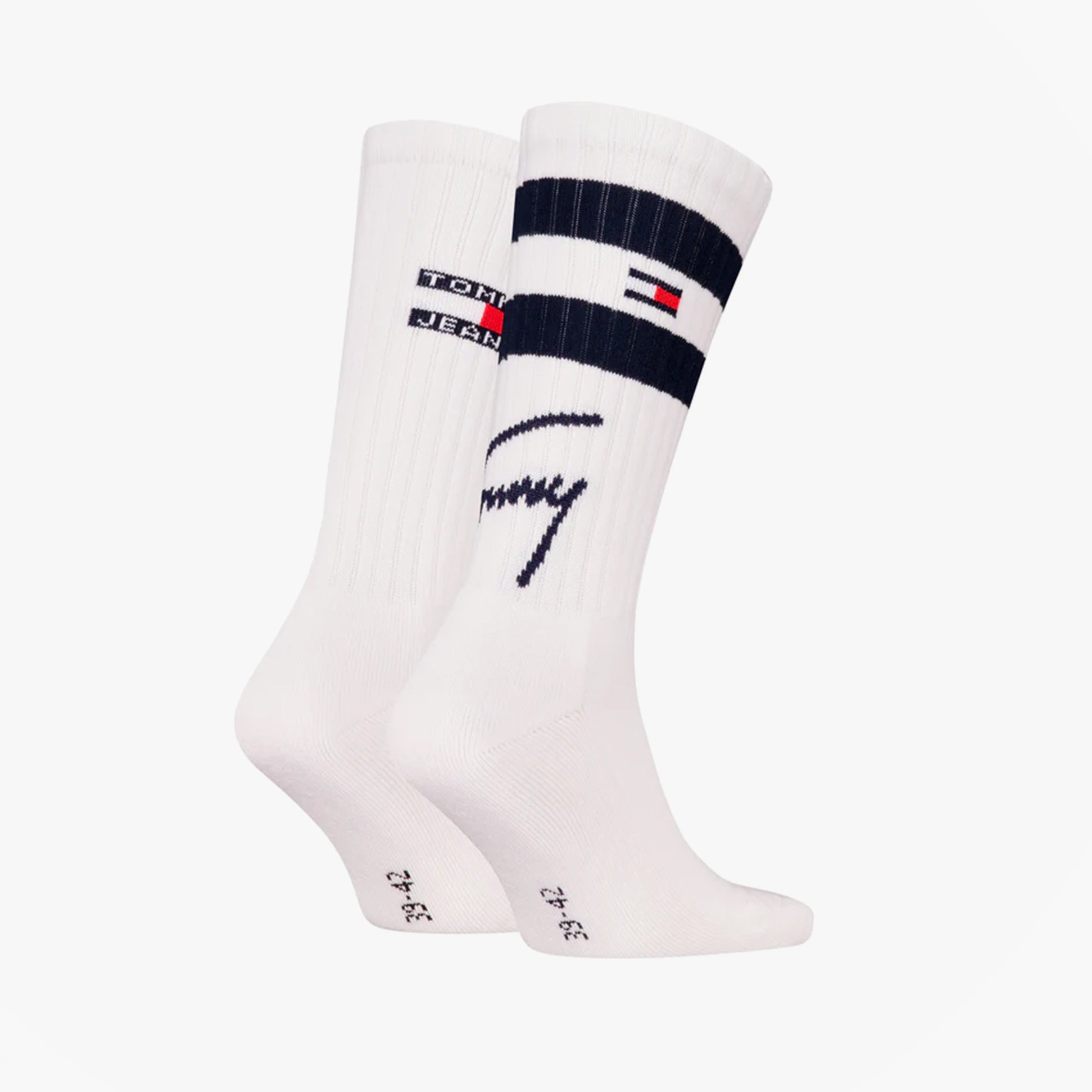 Tommy Hilfiger 2 Pack Trainer Signature Mens Crew Socks White
