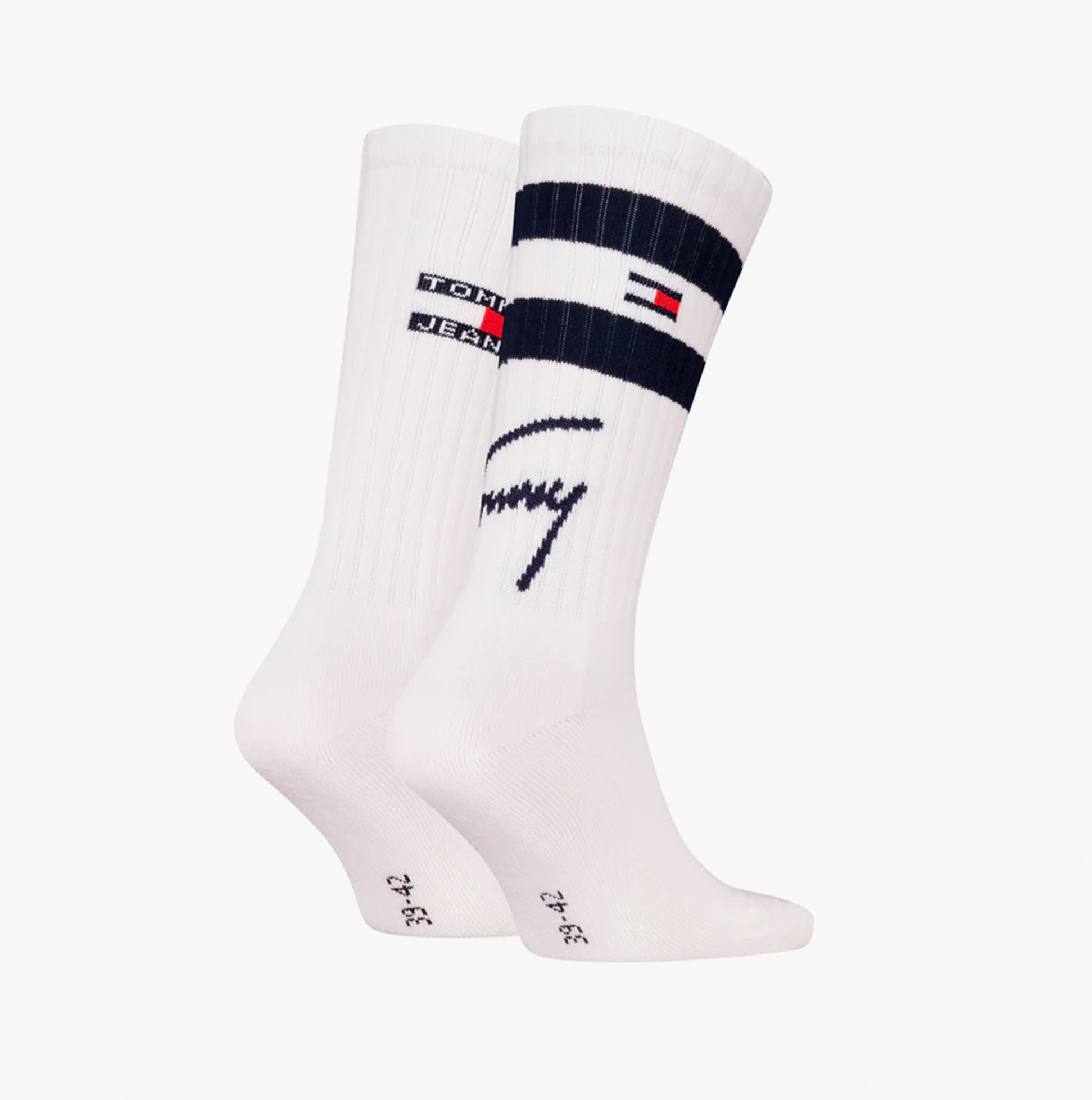 Tommy Hilfiger 2 Pack Trainer Signature Mens Crew Socks White