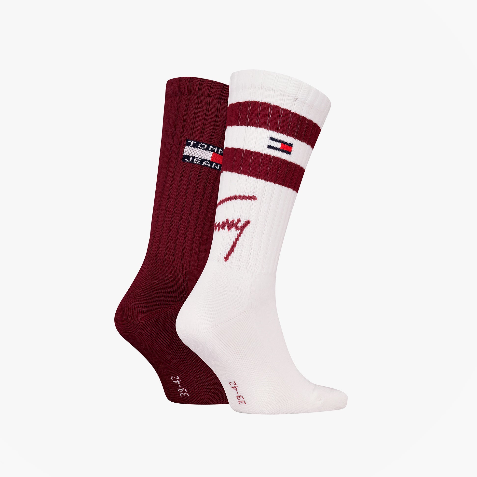 Tommy Hilfiger 2 Pack Trainer Signature Mens Crew Socks Red