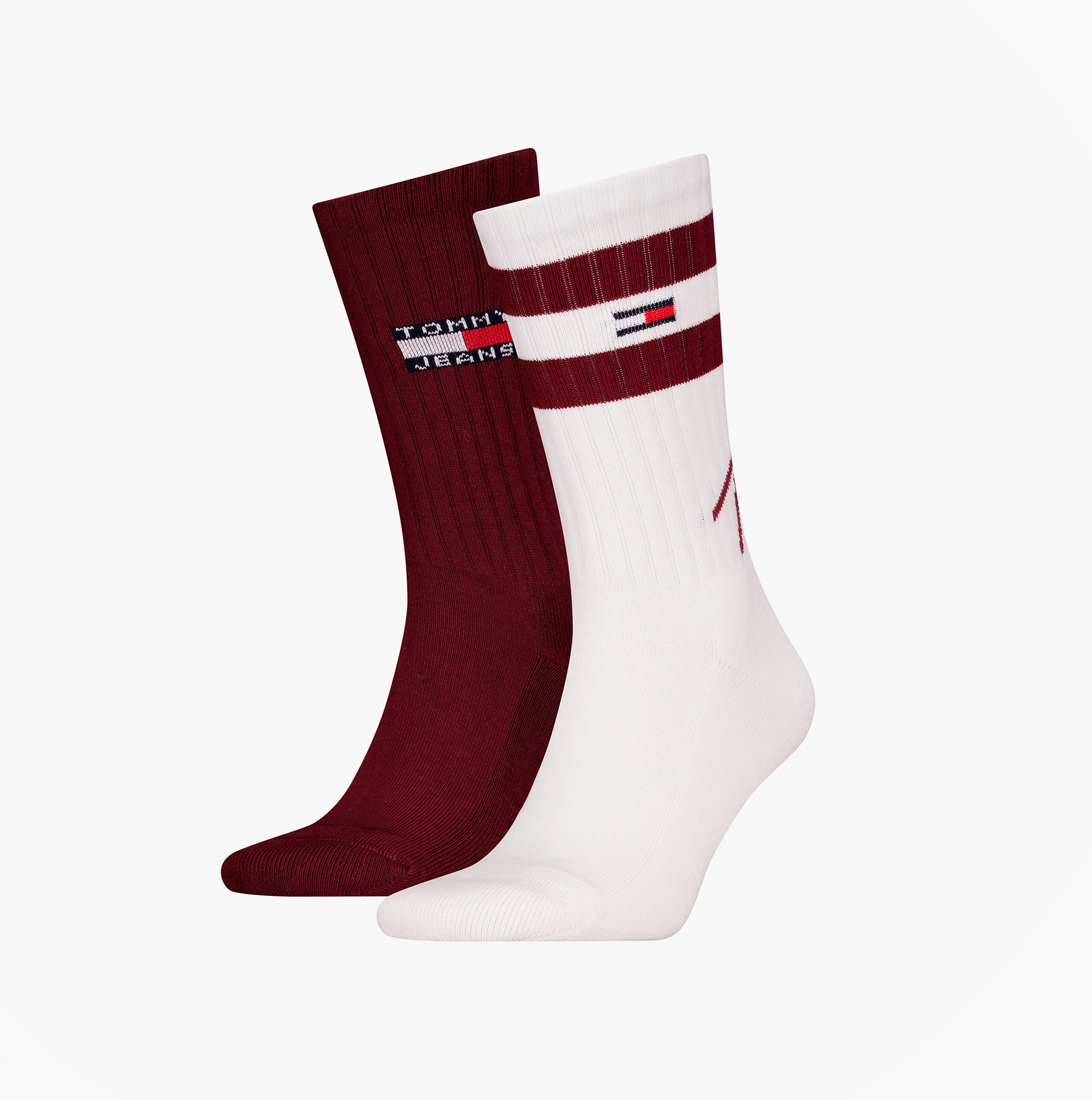 Tommy Hilfiger 2 Pack Trainer Signature Mens Crew Socks Red