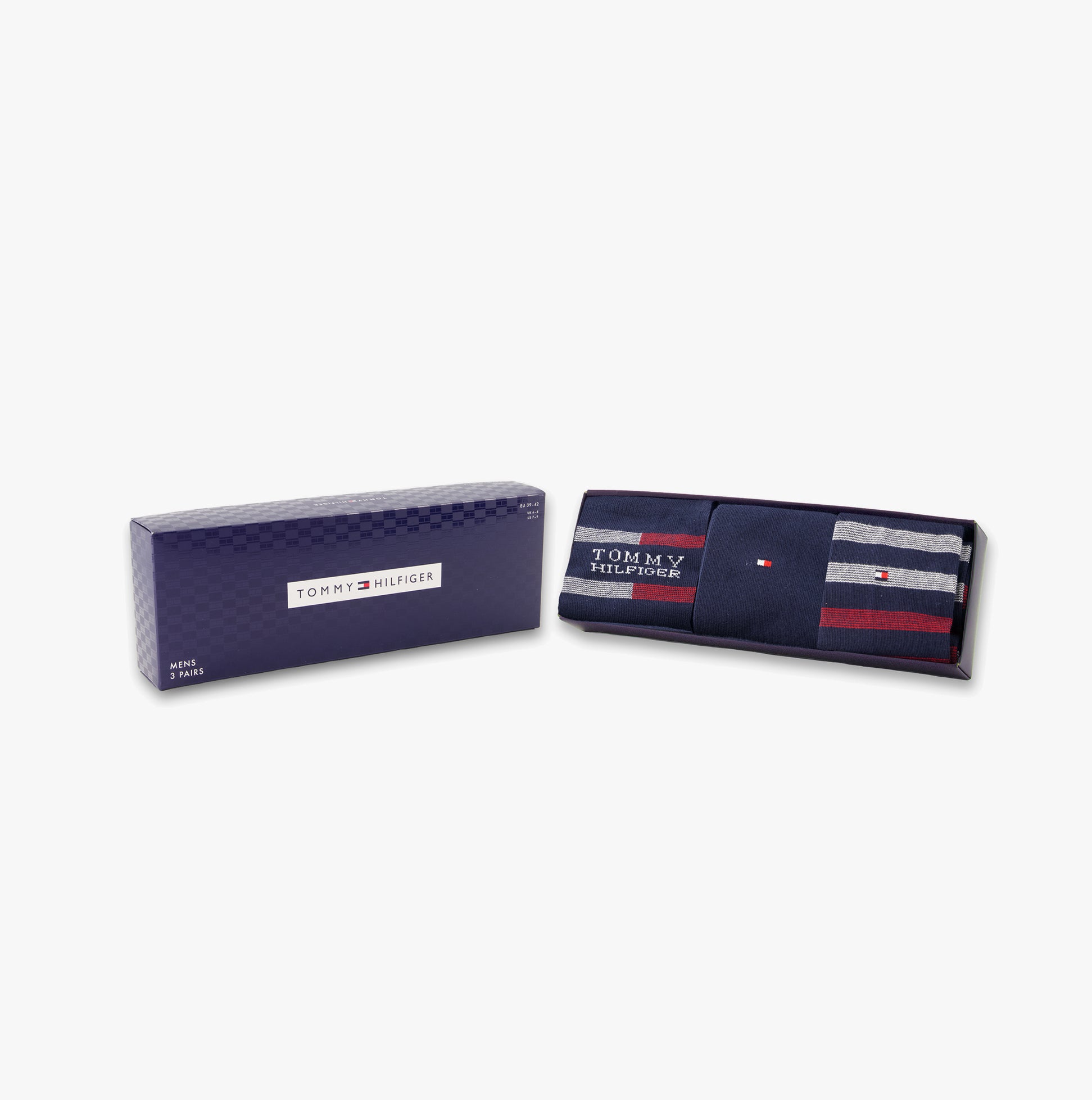Tommy Hilfiger 3 Pack Giftbox Tommy Stripe Mens Socks Navy