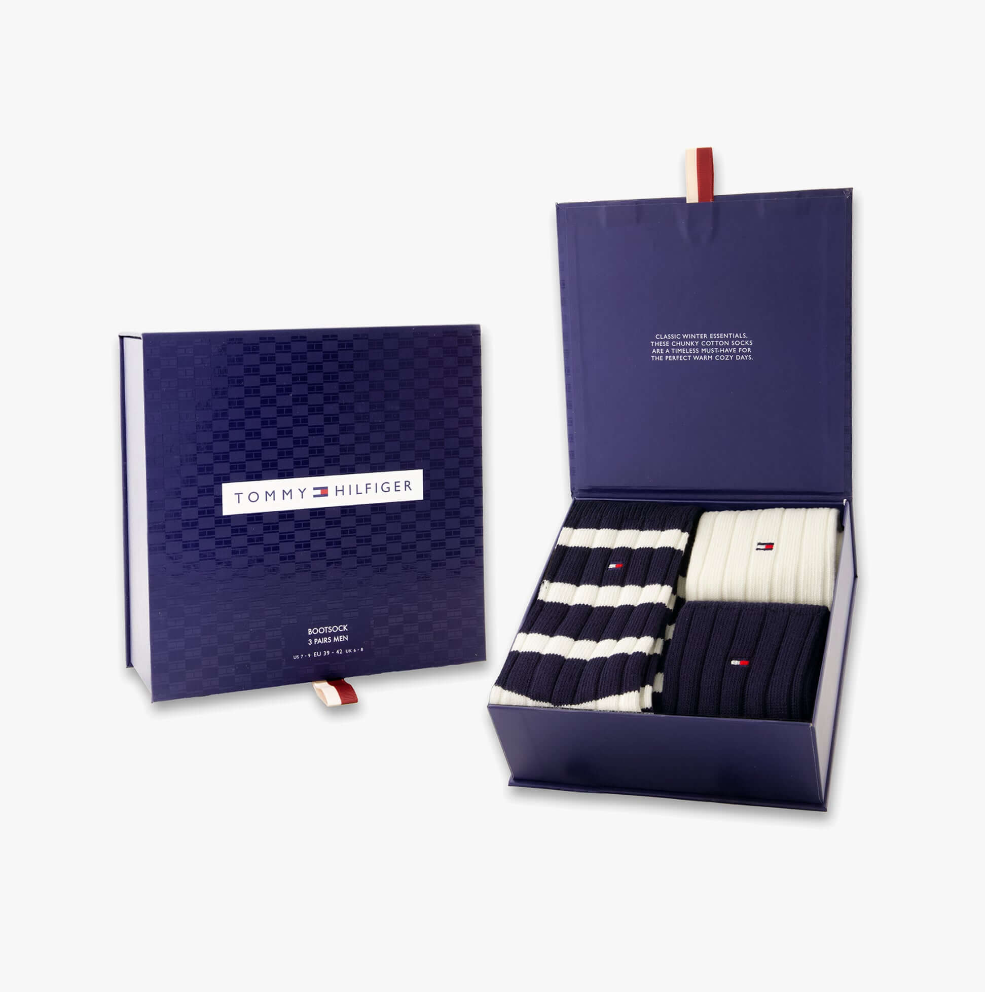Tommy Hilfiger 3 Pack Giftbox Bootsock Mens Socks Navy