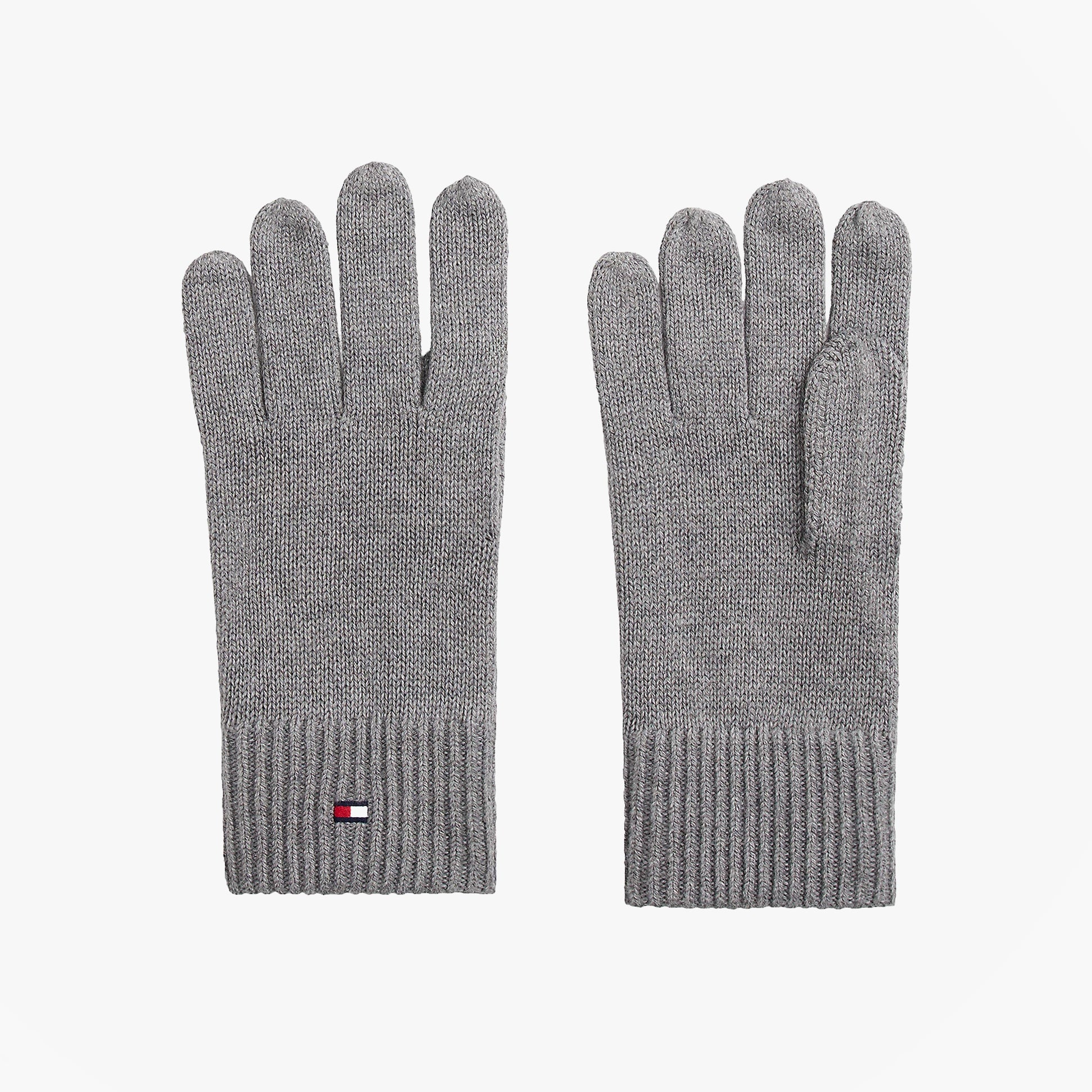 Tommy Hilfiger Mens Flag Embroidery Gloves With Cashmere Grey