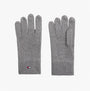 Tommy Hilfiger Mens Flag Embroidery Gloves With Cashmere Grey front view, showcasing soft knit material and signature logo.
