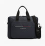 Tommy Hilfiger Signature Laptop Bag Navy front view featuring zip closure and removable shoulder strap.