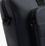 Tommy Hilfiger Signature Laptop Bag Navy detail view showing zip closure and pebble grain finish.