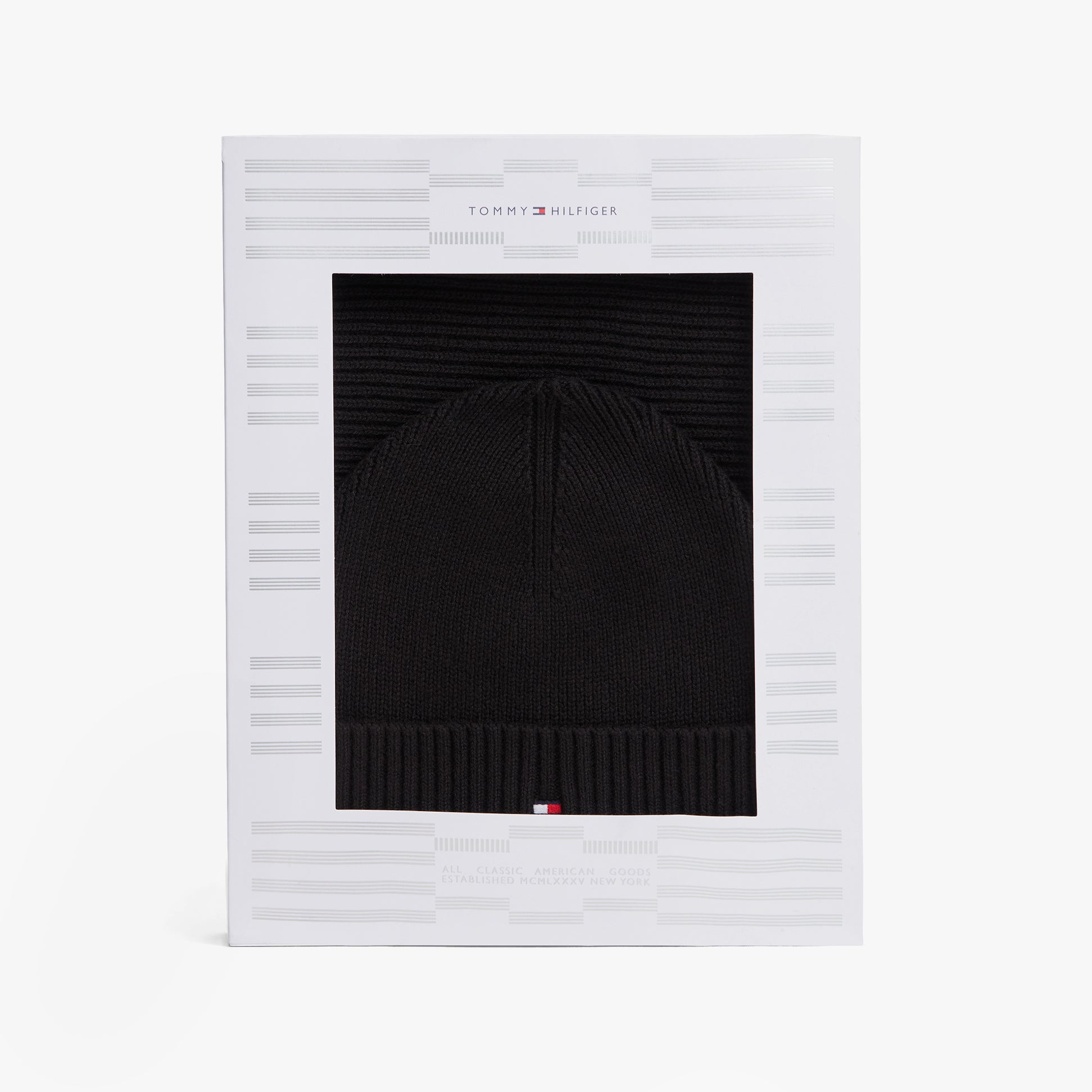 Tommy Hilfiger AM0AM13807 TH FLAG BEANIE & SCA Mens Beanie Black