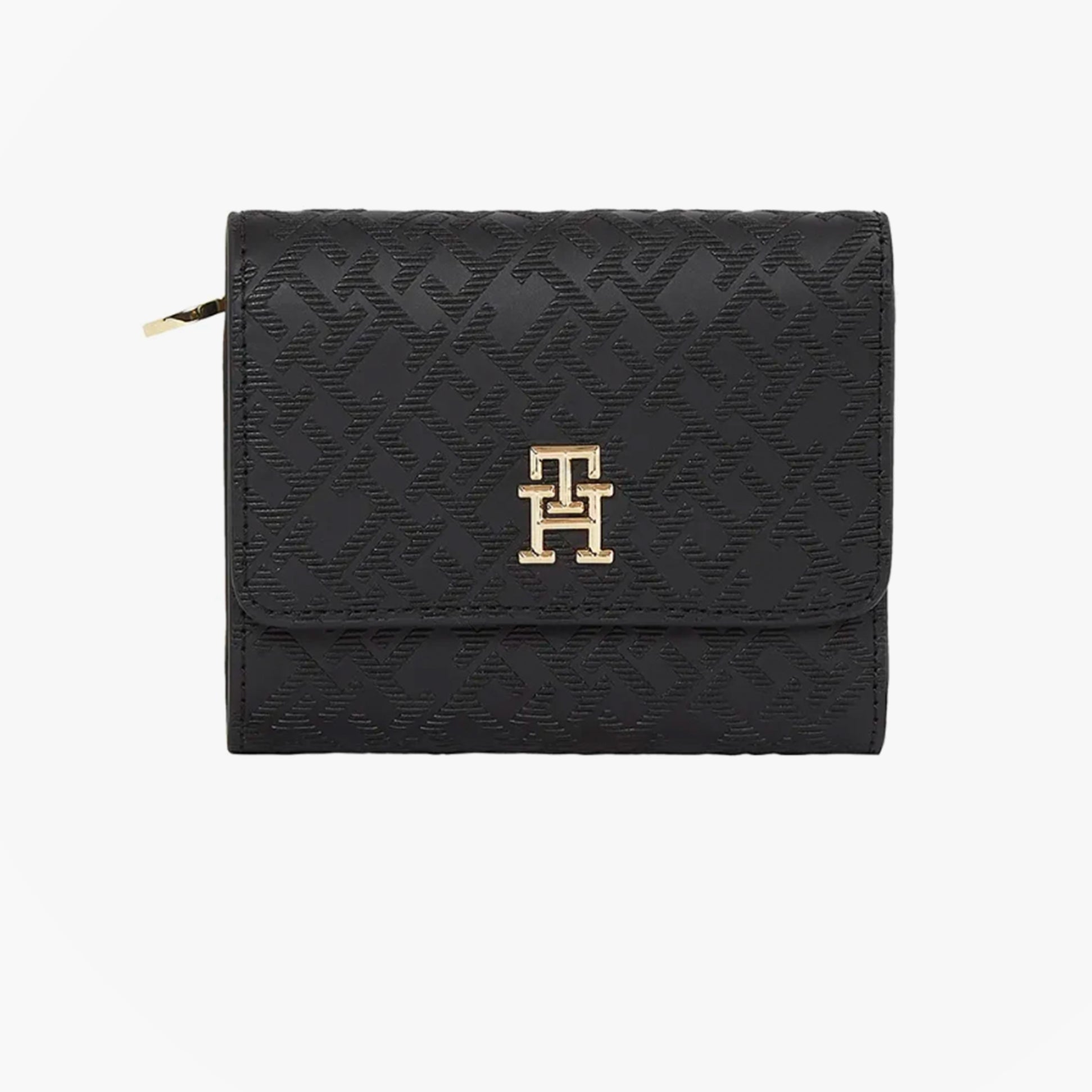 Tommy Hilfiger Womens Monogram Trifold Wallet Black