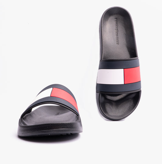 Tommy Hilfiger FLAG Mens Poolside Logo Sliders Desert Black